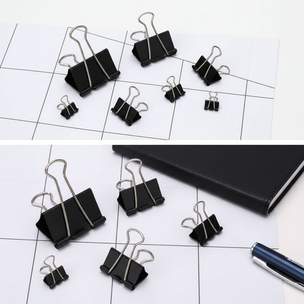 Pince Métallique Noire 41mm – Binder Clips pour Papiers & Documents
