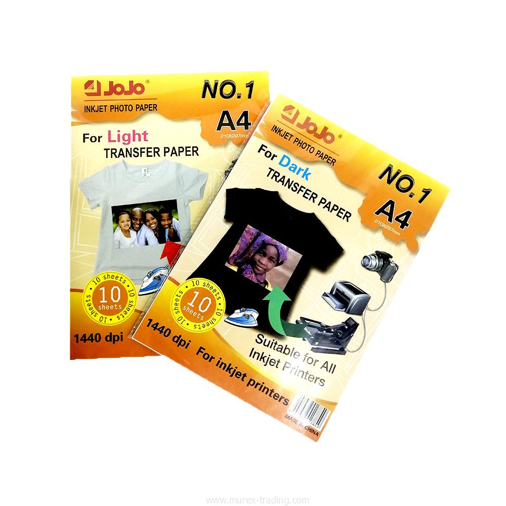 Papier Transfert pour T-shirts Blancs A4 – 10 Feuilles Jet d’Encre