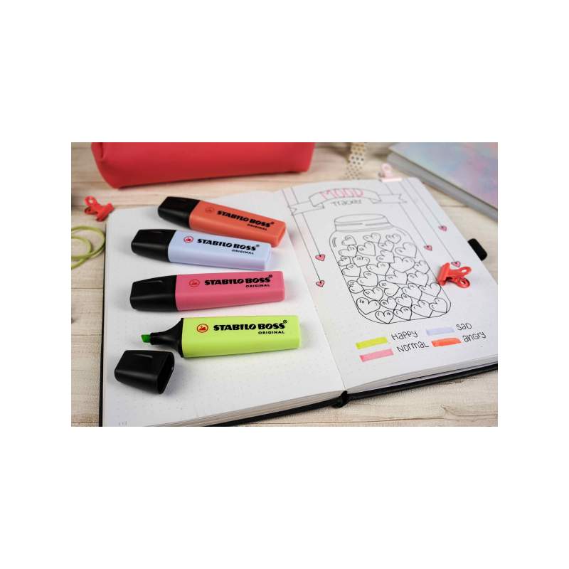 Pochette 4 Surligneurs Pastels STABILO BOSS ORIGINAL – Assortiment Pastel