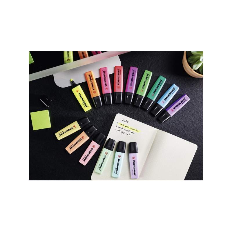 Pochette 8 Surligneurs Fluorescents STABILO BOSS ORIGINAL – Assortiment Fluo