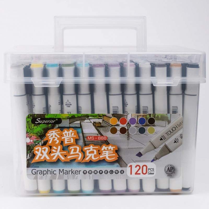 Coffret 120 Marqueurs à alcool double pointe – Superior Art Markers – Touch - PIGMA