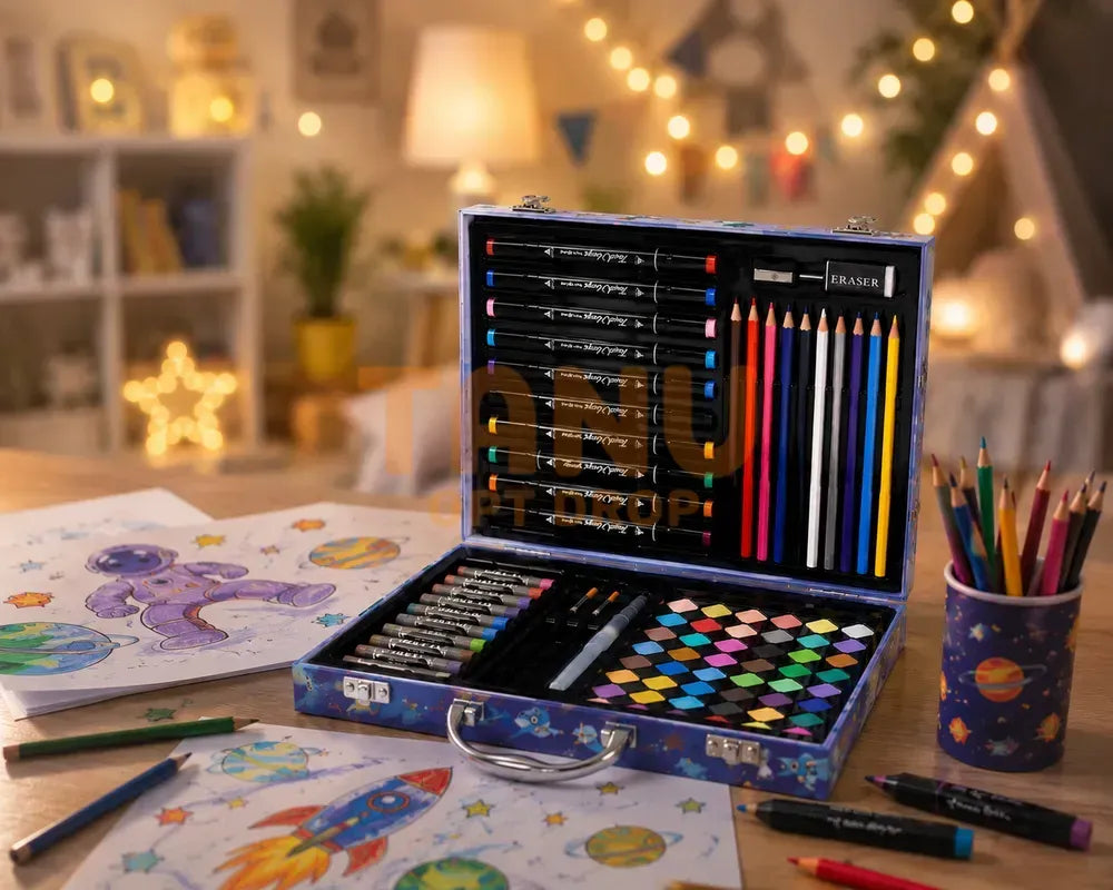 Mallette de Dessin et Peinture Enfants Astronaute Space Party – 128 Pièces
