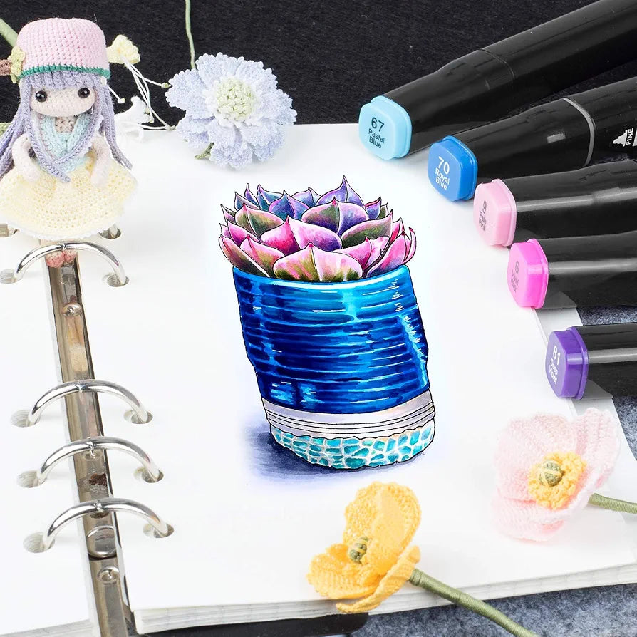 Feutre a Alcool 24 Couleurs Marqueur, Double Pointe Feutre Alcool Avec Étui De Transport Pour Les Artistes