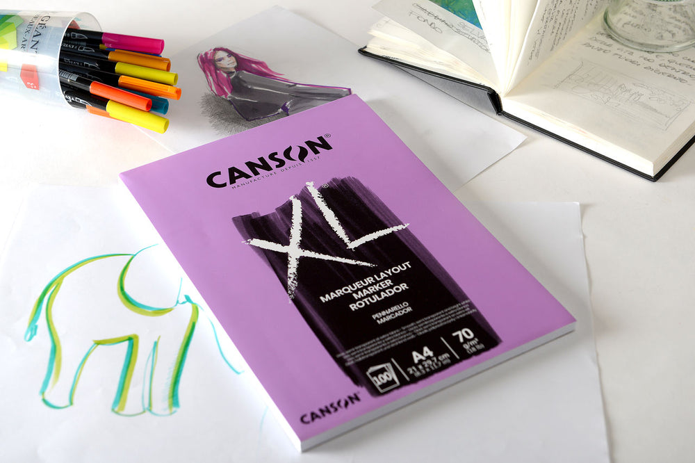 CANSON XL Marker - Bloc 100 feuilles de papier blanc semi-transparent A4 70g/m² - PIGMA