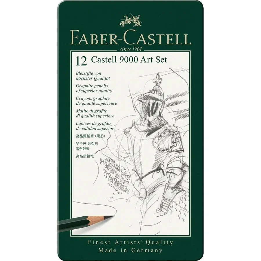 Crayons Graphite Castell 9000 - Set Art de 12 Crayons Professionnels