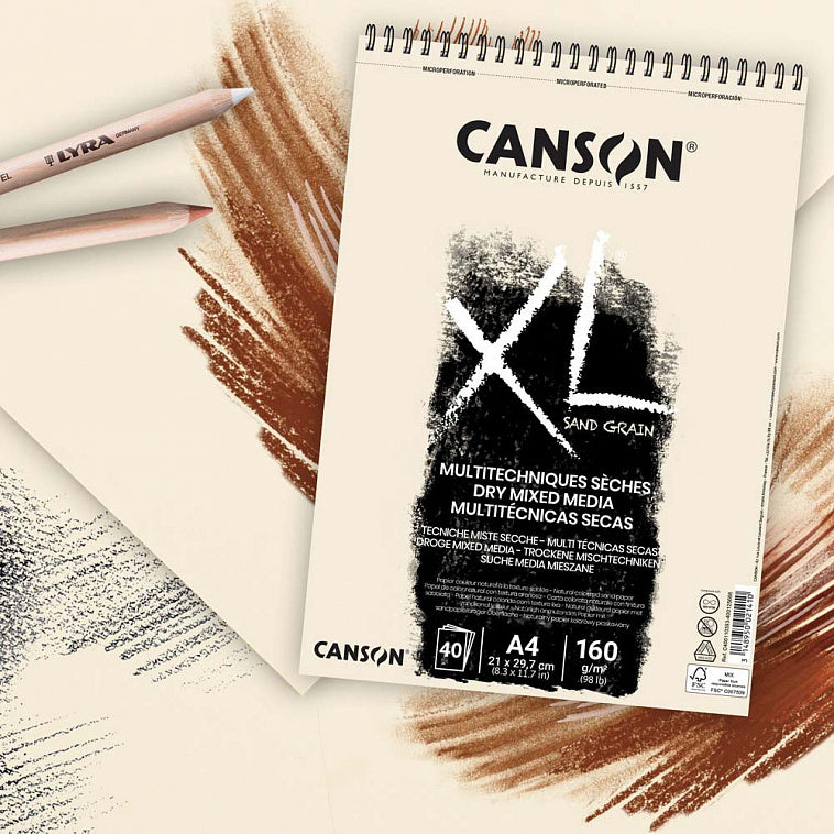 CANSON XL Sand Grain - Album 40 feuilles papier sablé A4 160g/m² - Naturel - PIGMA