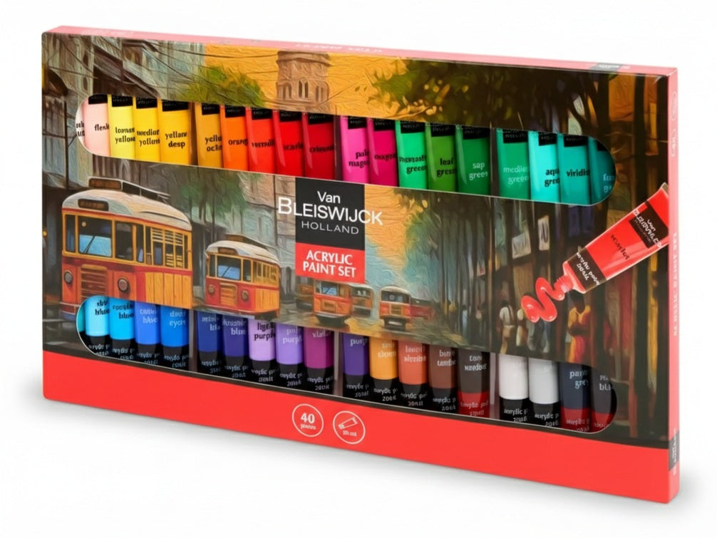 Peinture Acrylique Van Bleiswijck 40x20ml - Motifs & Couleurs | طلاء أكريليك