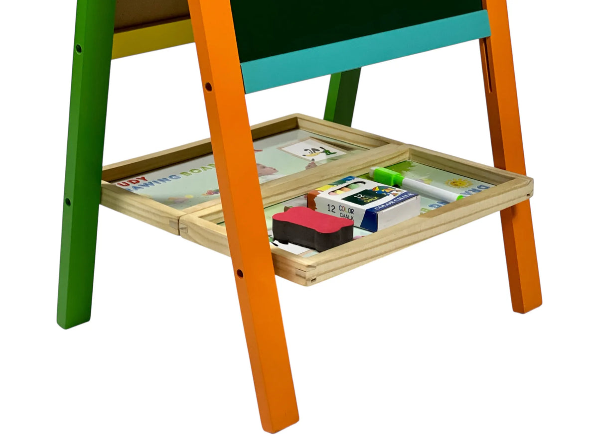 Tableau d’Apprentissage Enfants Double Face en Bois – Magnétique et Ardoise