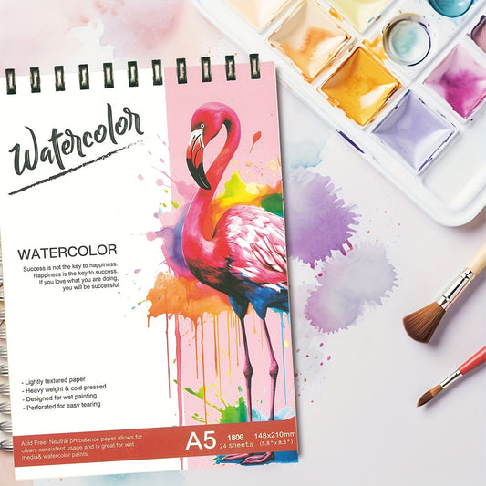 Carnet de Croquis Aquarelle A5 Spirale – 180g, 24 Feuilles