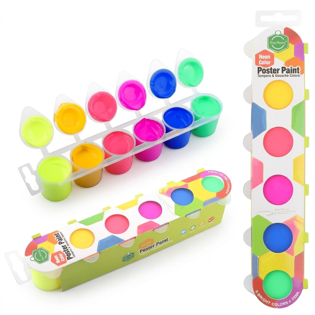 Coffret de Peinture Acrylique Fluo Néon Keep Smiling pour Enfants – Pots de 25 ml