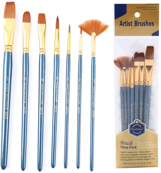 Set de 7 Pinceaux – Formes Variées pour Acrylique et Huile