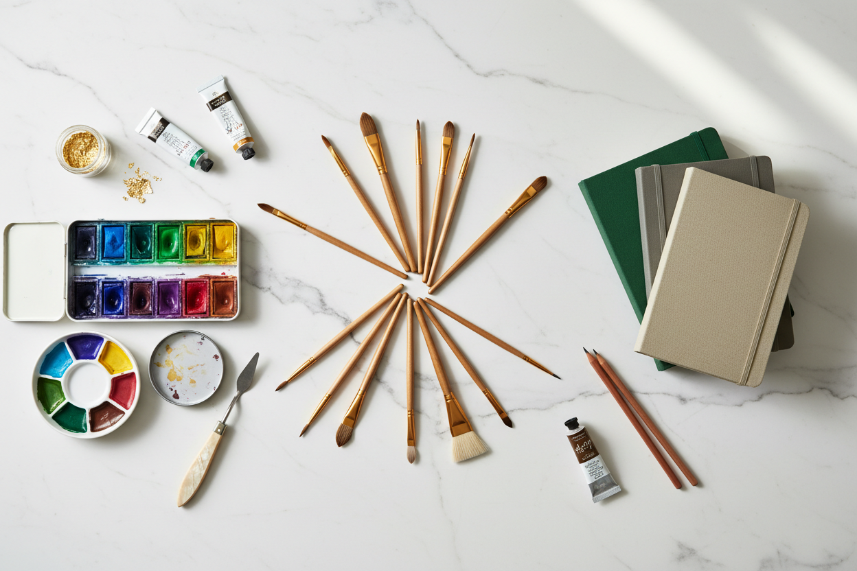 Bannière flat lay marbre
