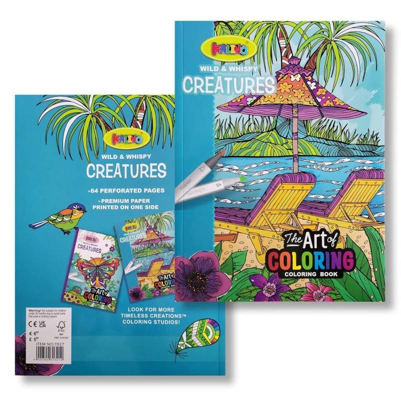 Carnet de Coloriage 64 Pages - Wild & Whispy Creatures - Kalino