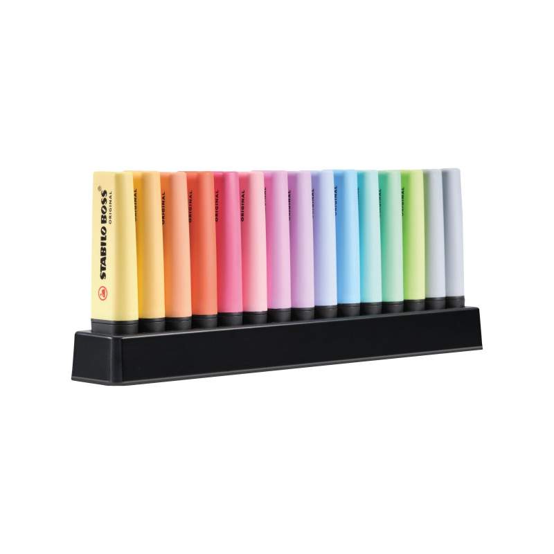 Set Fluorescents & Pastels Deskset 15 Surligneurs - STABILO BOSS ORIGINAL
