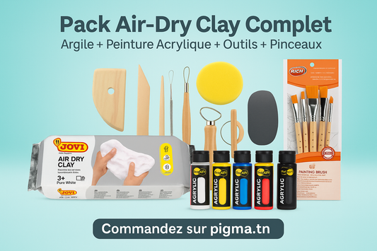 Pack Air-Dry Clay avec exactement 8 outils