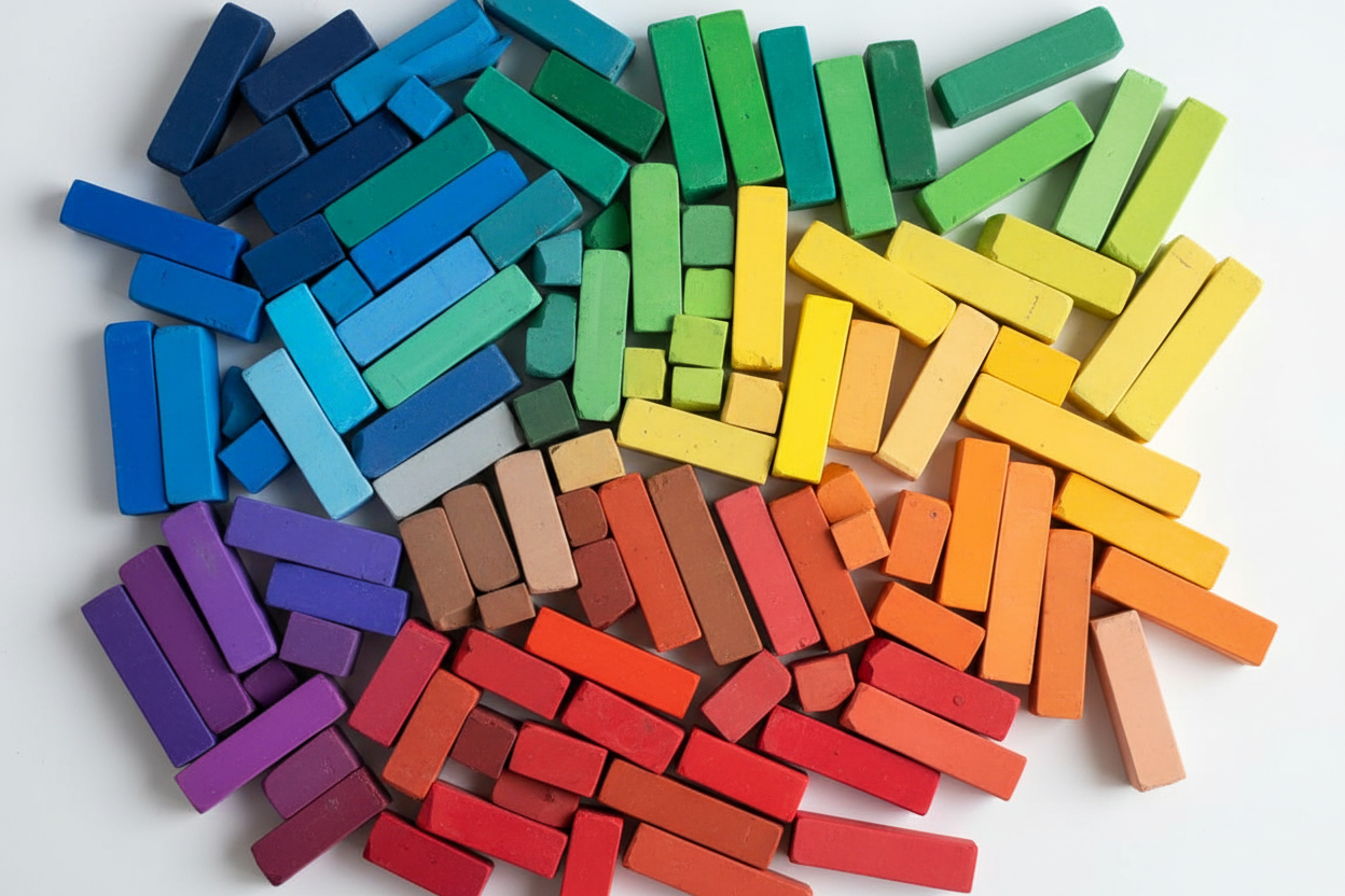 Pastels secs carrés multicolores