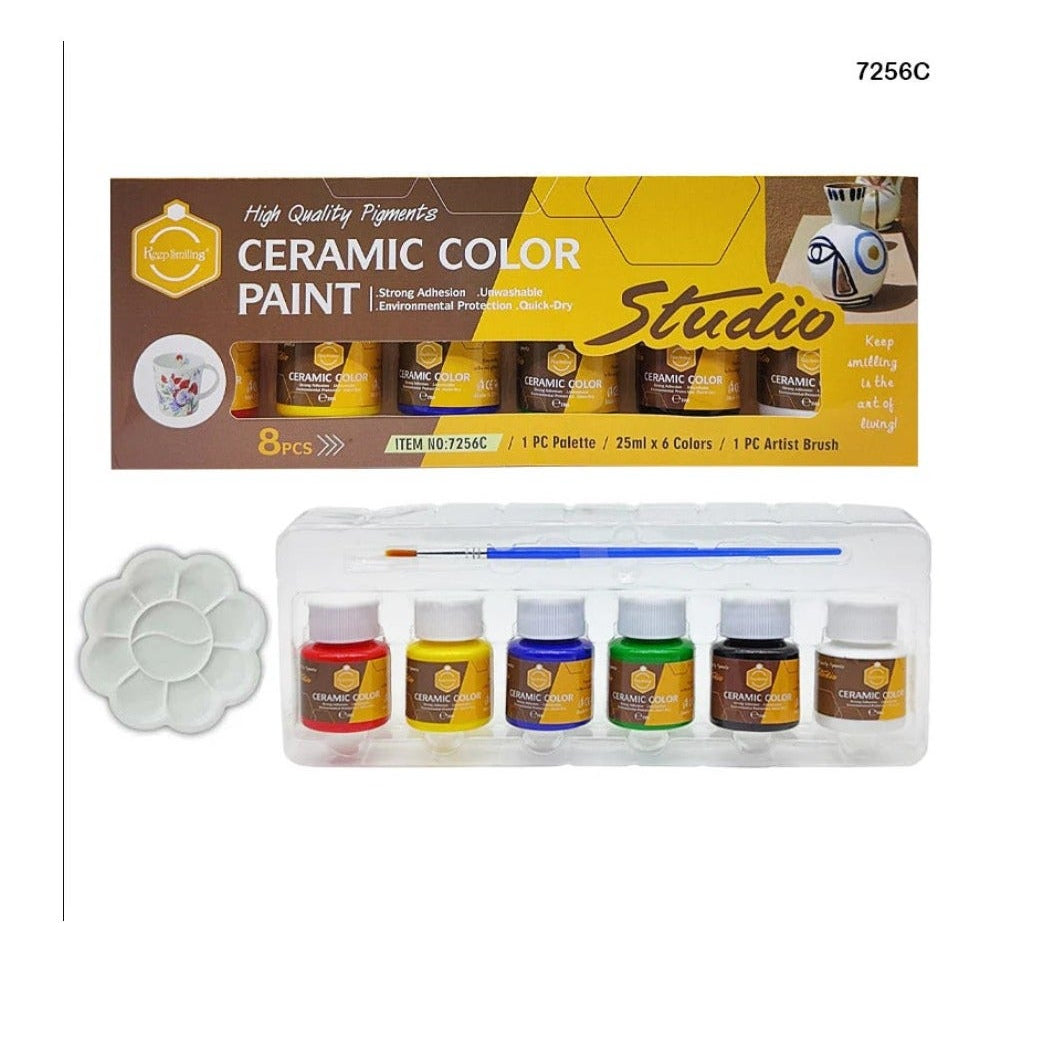 Coffret Peinture Céramique Keep Smiling – 6 Couleurs de 25 ml + Pinceau