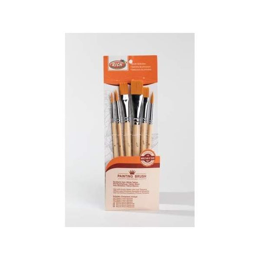 Set de 6 Pinceaux Rond et Plat - Rich