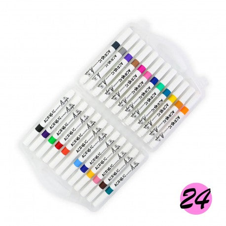 Marqueurs Acryliques Kalino 24 Couleurs – Pointe moyenne Multi-Supports