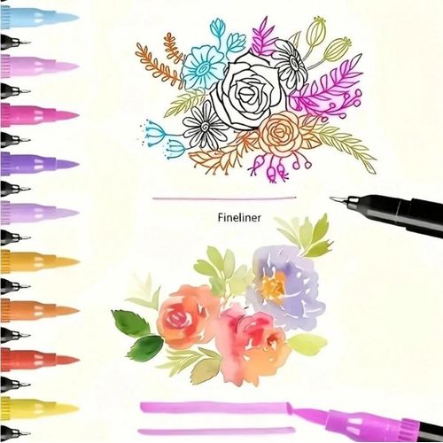 Coffret de 24 Feutres Aquarelle Double Pointe – Fine et Brush