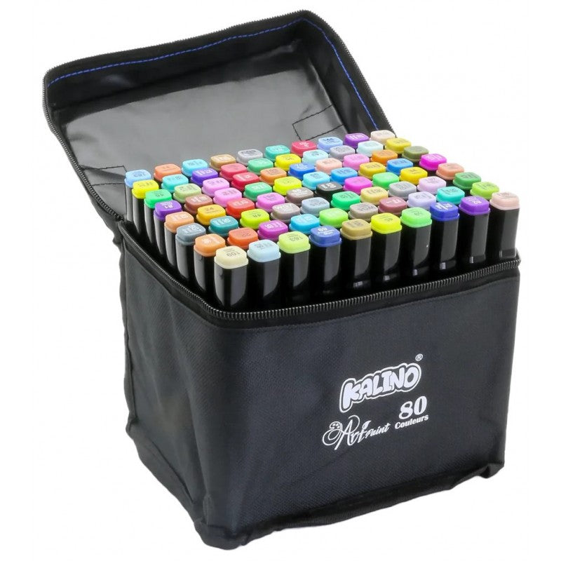 Trousse de 80 Feutres Marqueurs Double pointe - Kalino - PIGMA