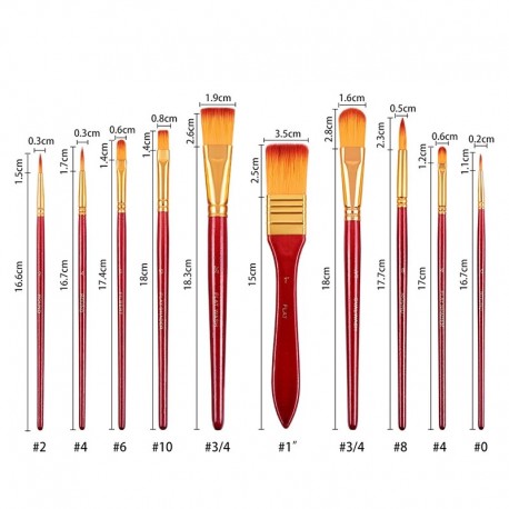 Trousse de 10 pinceaux pour peinture acrylique et huile - PIGMA