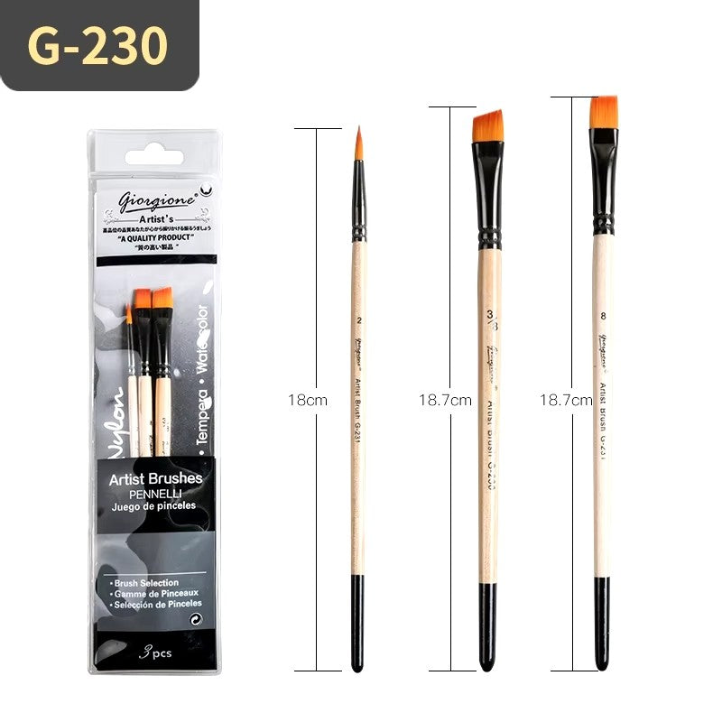 Set de 3 Pinceaux Giorgione - Acrylique & Huile Professionnels