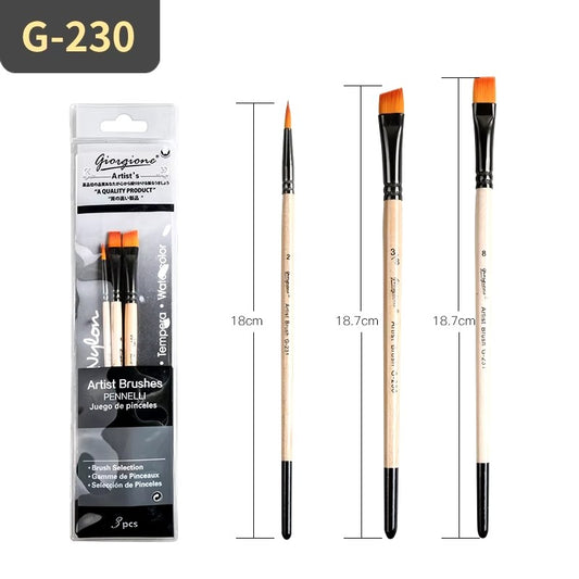 Set de 3 Pinceaux Giorgione - Acrylique & Huile Professionnels
