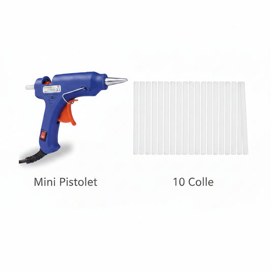 Mini Pistolet à Colle 20W + 10 Bâtons de Recharge