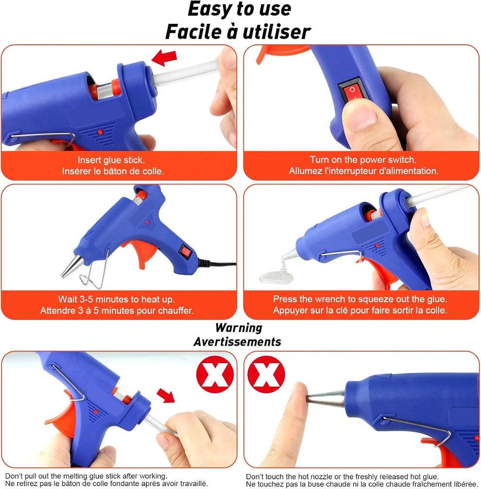Mini Pistolet à Colle 20W + 10 Bâtons de Recharge