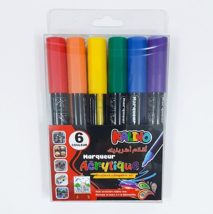 Feutres Acryliques Kalino - Lot de 6 Couleurs