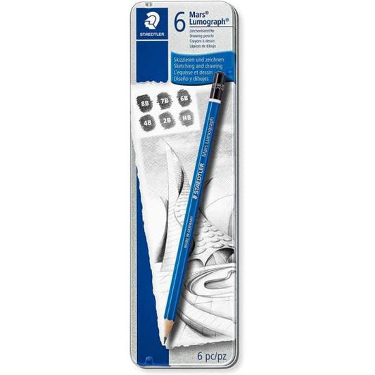 Étui Métallique 6 Crayons à Dessin Staedtler - Duretés Assorties