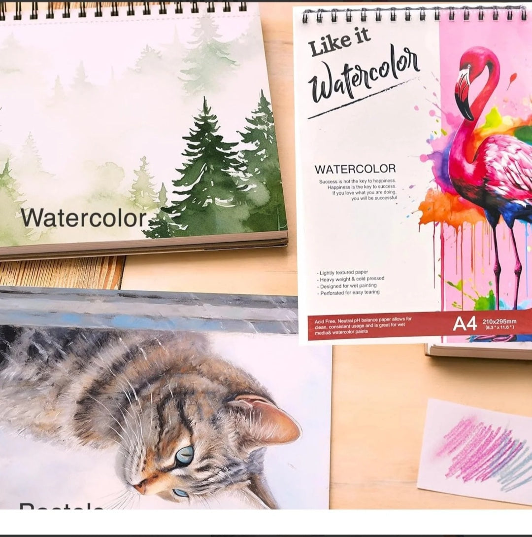 Carnet d’Aquarelle A4 à Spirale – Papier Cold Pressed