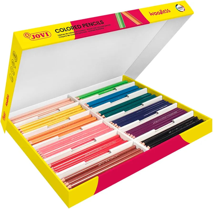Jovi - Crayons de couleur sans bois, Étui de 288 crayons sans bois triangulaires, Couleurs vives et intenses, Idéal pour dessiner et colorier, Pointe résistante, Sans gluten (734/288 Jovi - Crayons de couleur sans bois, Étui de 288 crayons sans bois triangulaires, Couleurs vives et intenses, Idéal pour dessiner et colorier, Pointe résistante, Sans gluten (734/288