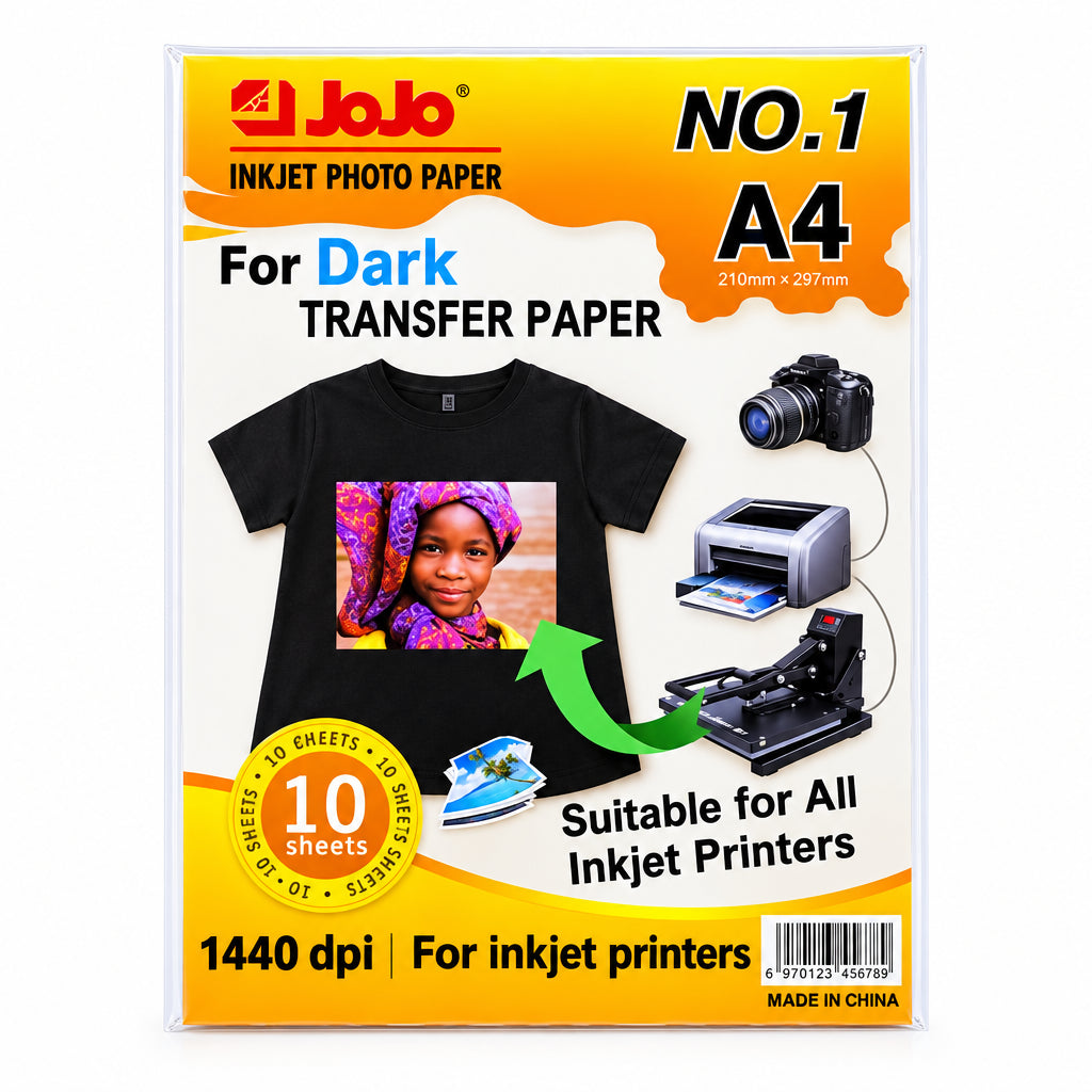 Papier Transfert pour T-shirts Noirs A4 – 10 Feuilles Jet d’Encre