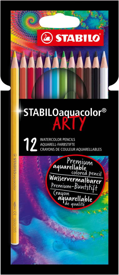 Crayon de couleur aquarellable STABILOaquacolor ARTYEtui carton de 12 crayons