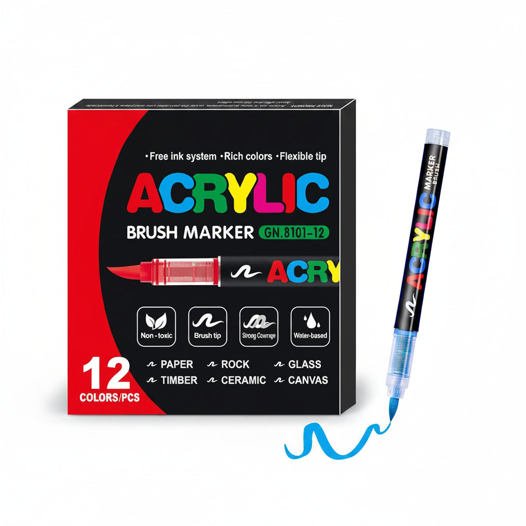 Brush Marker Marqueurs Acryliques 12 Couleurs – Pointe Pinceau