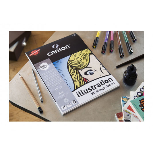 Bloc Papier CANSON Illustration BD, Mangas, Comics A3 250g 12F