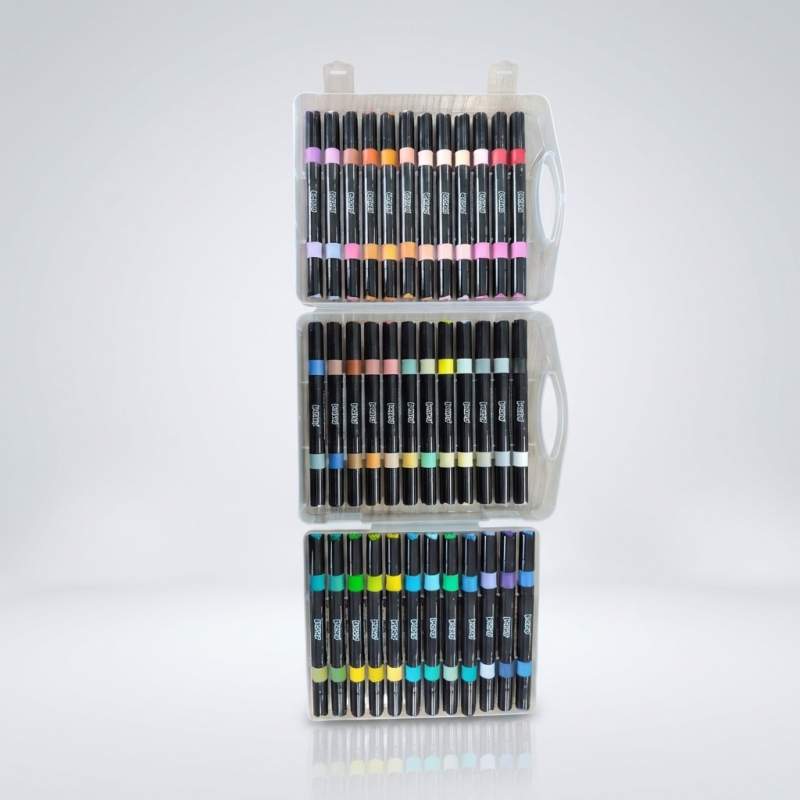 Boite de 36 marqueurs Acrylique 72 couleurs Double Pointe - Kalino