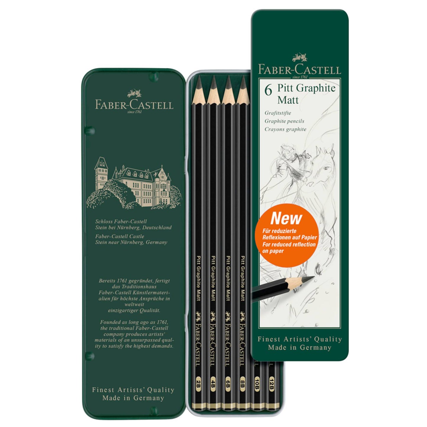 Faber Castell Pitt Graphite Matt Étui Métal 6 Crayons Tunisie - FC115207 Beaux-Arts