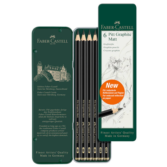Faber Castell Pitt Graphite Matt Étui Métal 6 Crayons Tunisie - FC115207 Beaux-Arts