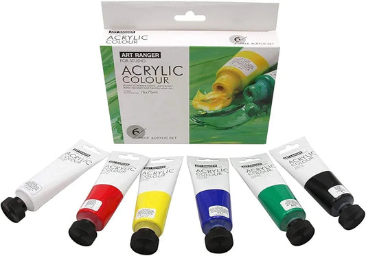 6 Tubes Acrylique Couleurs Primaire 75ml ART RANGERS