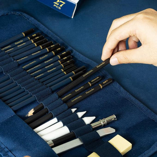Kit Complet Dessin Artistique - 28 Pièces avec Trousse