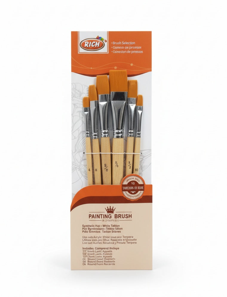 Pinceau Rich Plat - Pinceau Professionnel Peinture Acrylique Huile Tunisie - PIGMA