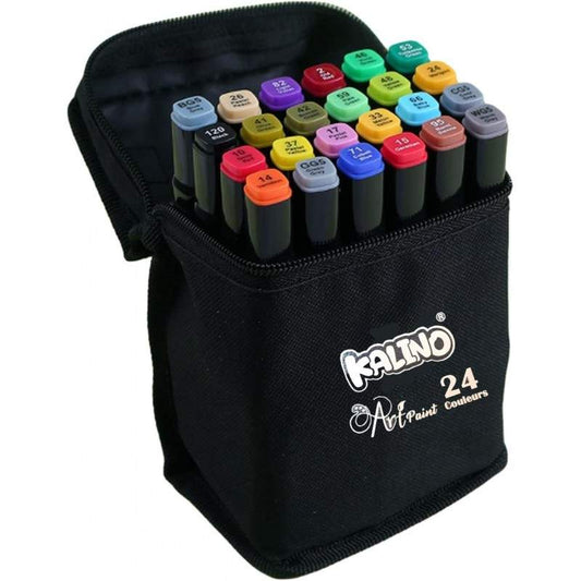Feutre a Alcool 24 Couleurs Marqueur, Double Pointe Feutre Alcool Avec Étui De Transport Pour Les Artistes