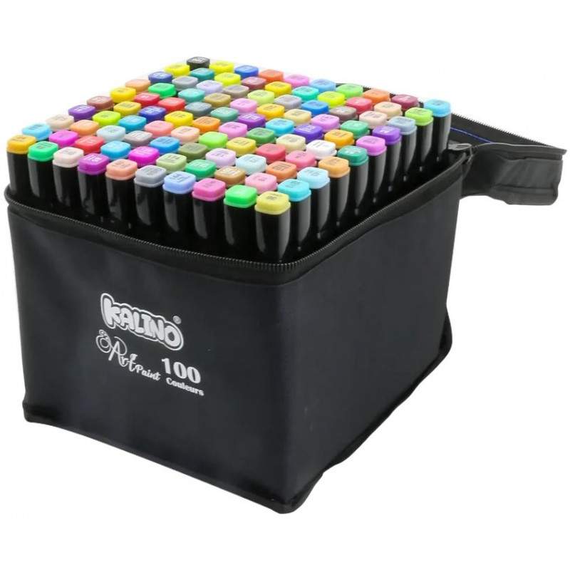 Feutres à l'eau 100 Couleurs Double Pointe + Étui Transport - Marqueurs Professionnels