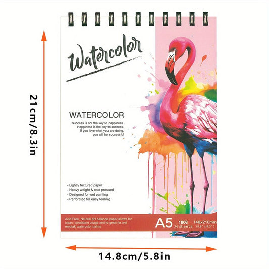Carnet de Croquis Aquarelle A5 Spirale – 180g, 24 Feuilles