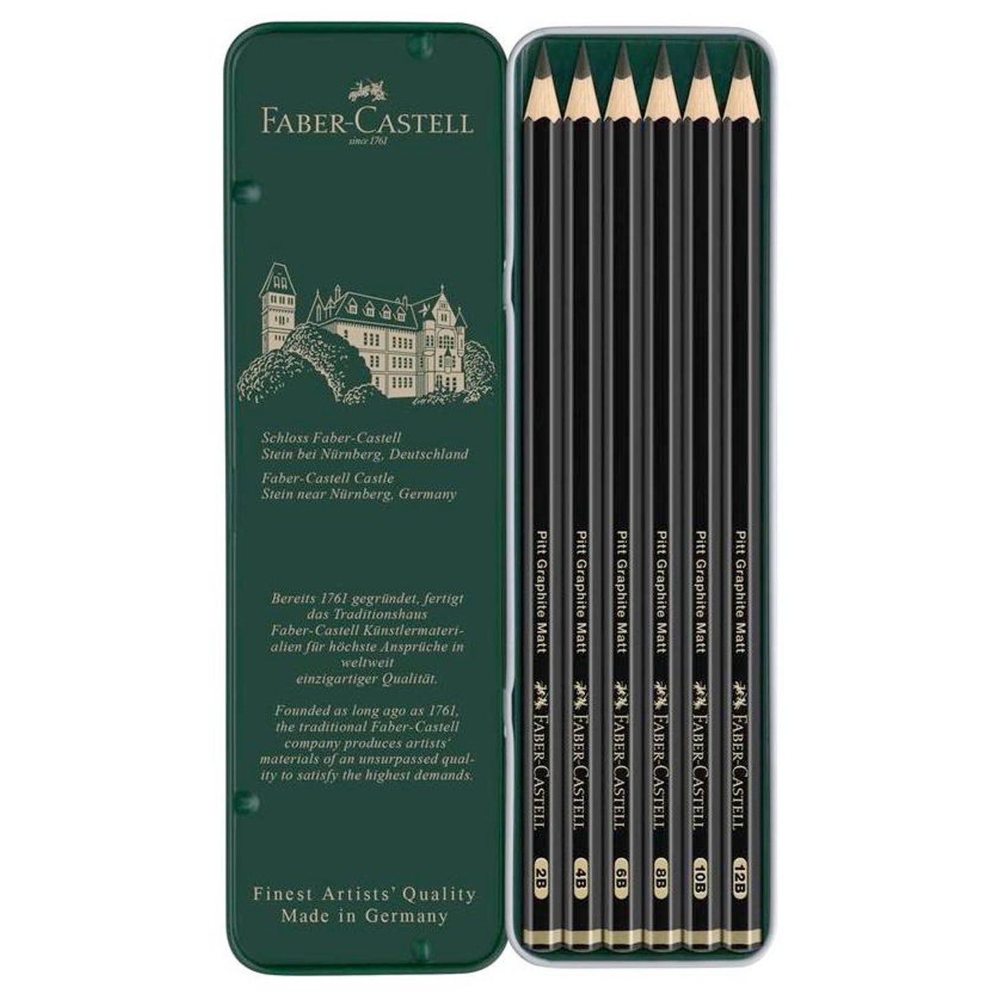 Faber Castell Pitt Graphite Matt Étui Métal 6 Crayons Tunisie - FC115207 Beaux-Arts