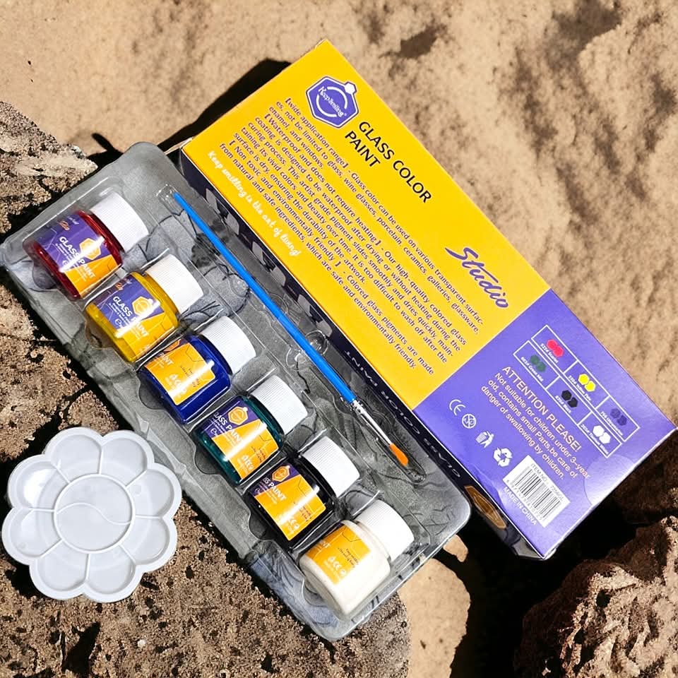 Keep Smiling peinture sur verre Studio Coffret de 6 couleurs 25 ml + pinceau gratuit