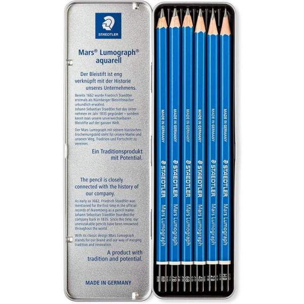 Étui Métallique 6 Crayons à Dessin Staedtler - Duretés Assorties
